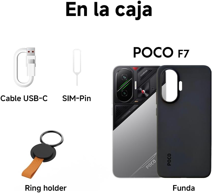 Xiaomi POCO F7 - Smartphone de 12+512GB, Cámara Sony de 50 MP con OIS, Pantalla AMOLED de 6,83'' 1.5K a 120Hz, Snapdragon 8s Gen 4, Hypercharge 90W, Cargador no Incluido, Plata (Versión ES)