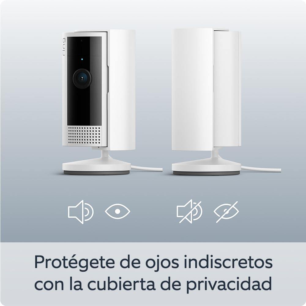 Ring Cámara interior (Indoor Camera 2.ª gen.) | Cámara de vigilancia wifi con enchufe para mascotas | Vídeo 1080p HD, comunicación bidireccional, cubierta de privacidad | 30 días gratis de Ring Home
