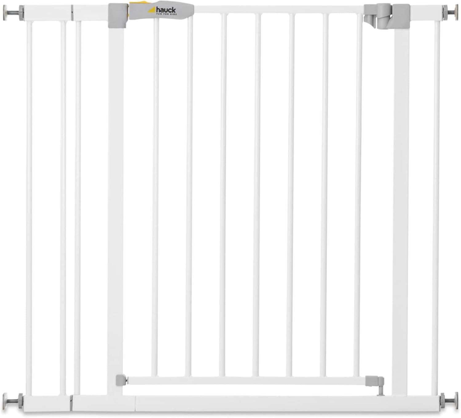 hauck Barreira de segurança crianças para portas e escadas Open N Stop Safety incl. Extensão de 9 cm, Corrimão de escada para crianças sem orifícios, cercas infantis, metal 84-89 cm, branco