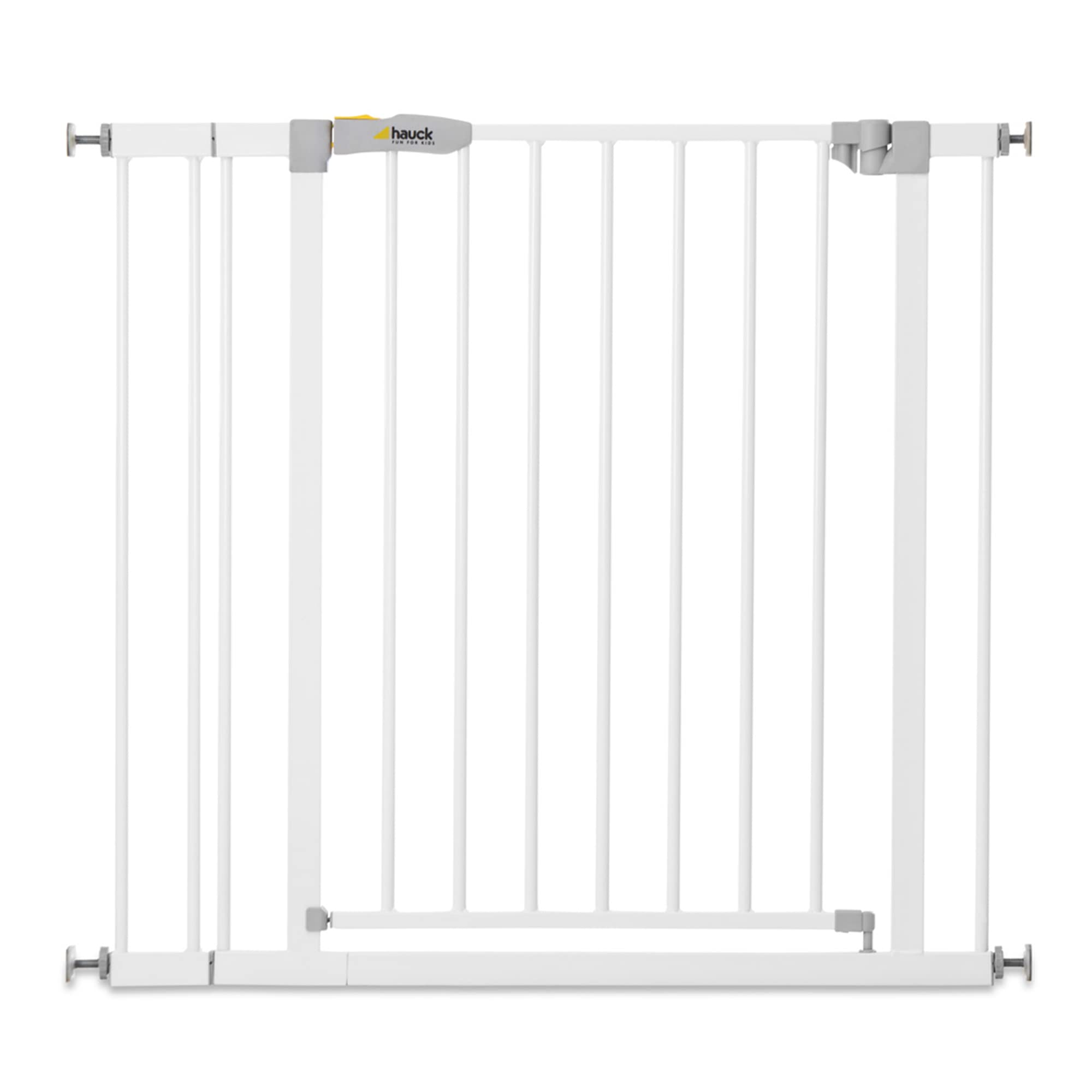 hauck Barreira de segurança crianças para portas e escadas Open N Stop Safety incl. Extensão de 9 cm, Corrimão de escada para crianças sem orifícios, cercas infantis, metal 84-89 cm, branco