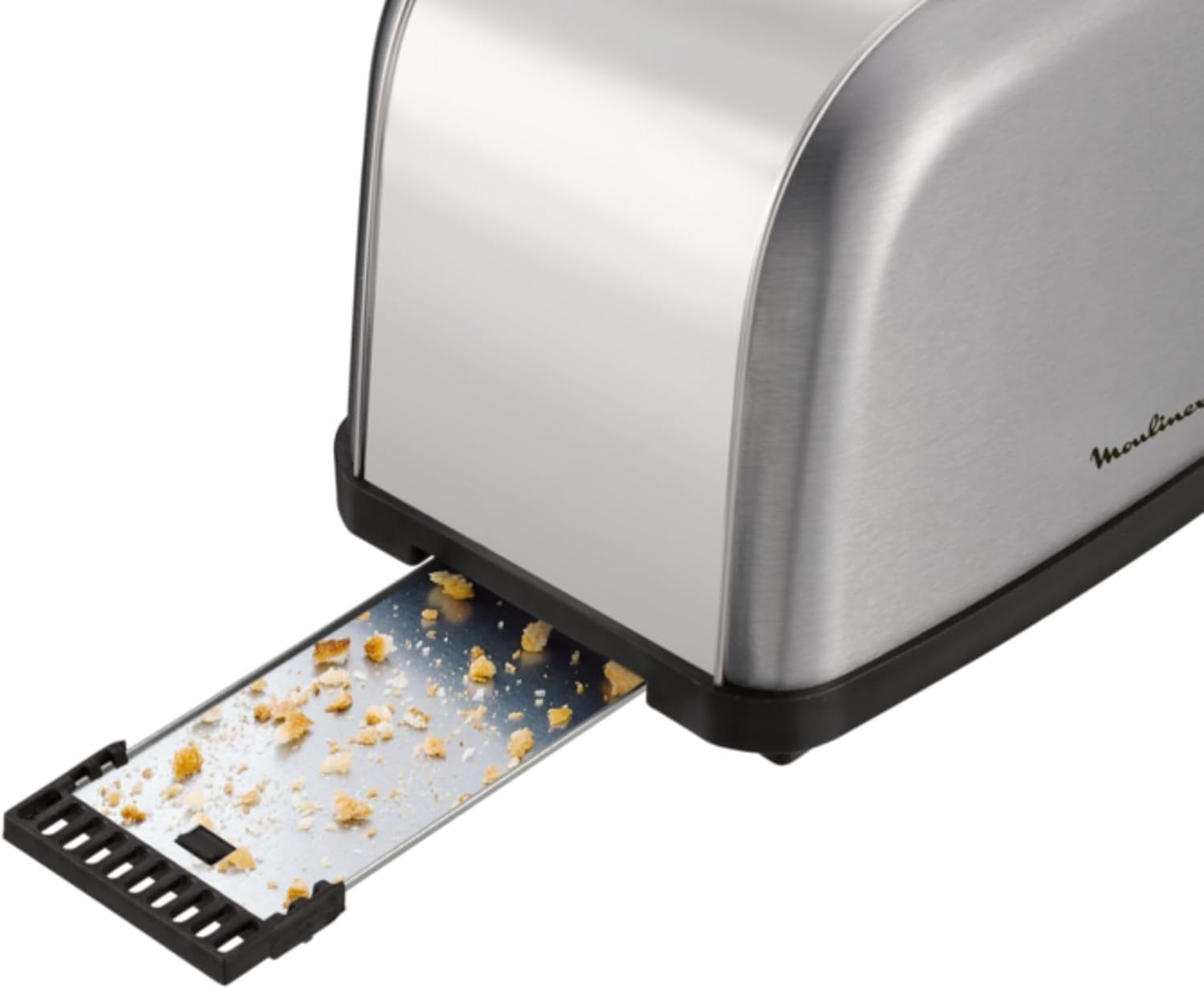 Moulinex Classic LS330D Torradeira de aço inoxidável, 2 ranhuras longas e largas, 1400 W, 6 posições torrada, função Stop e bandeja de recolha, para todos os tipos de pão normal, molde, artesão