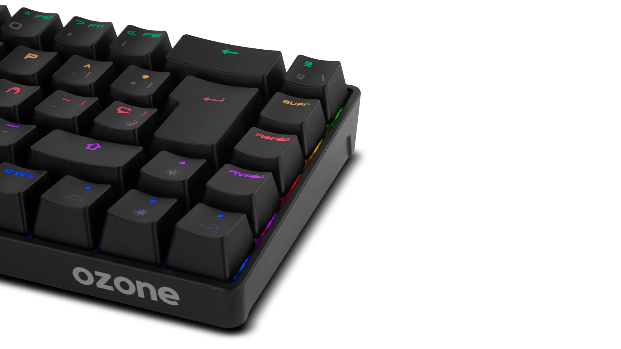 Ozone Gaming OZTACTICALSP Mini teclado tático para jogos, mecânico sem teclado numérico, Bluetooth, interruptores vermelhos Outemu, iluminação LED RGB, silencioso, disposição em inglês, preto