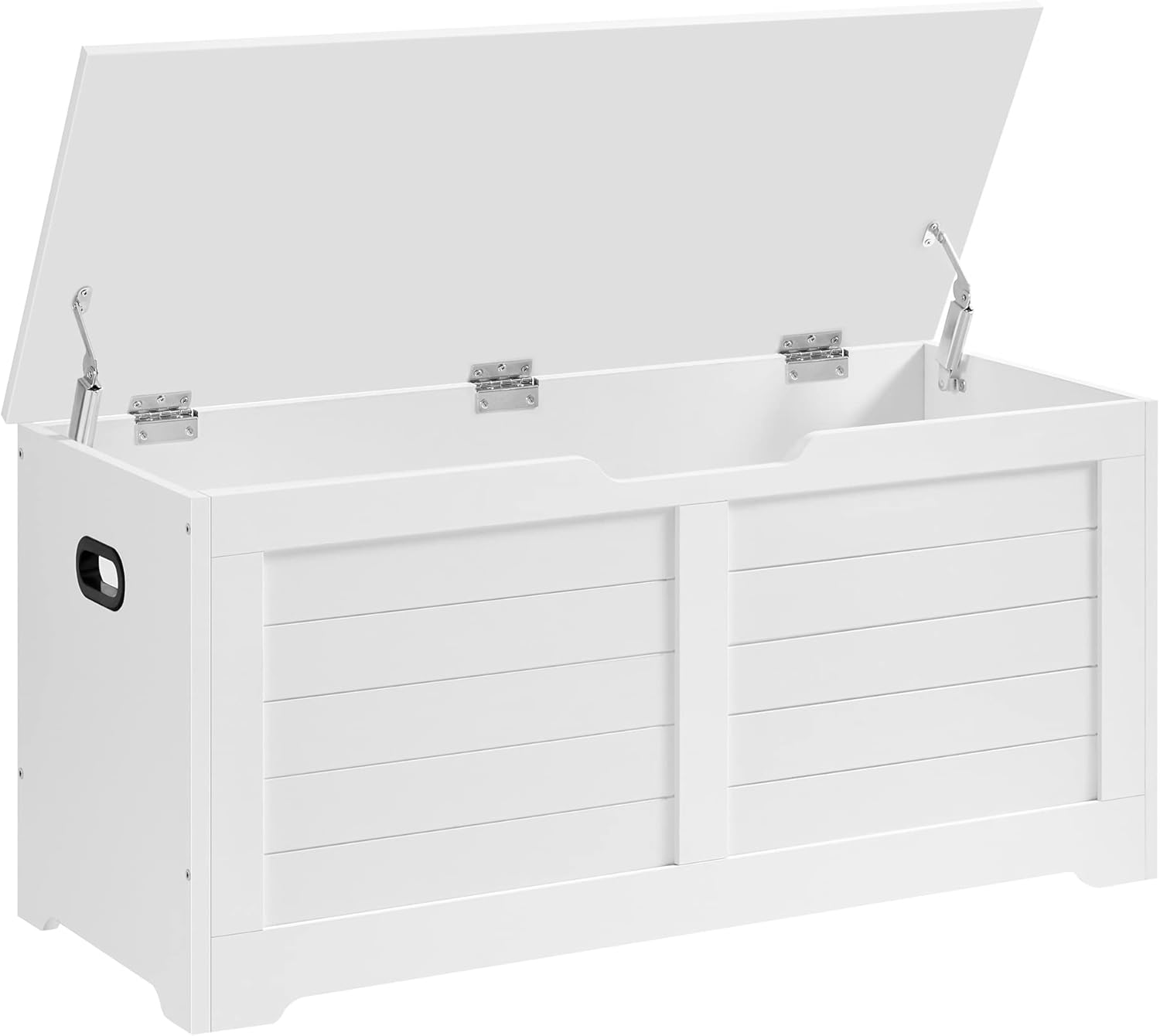 VASAGLE Puff de armazenamento, banco de armazenamento com 2 dobradiças de segurança, baú de armazenamento, banco de sapateiros, estilo de campo, 40 x 100 x 46 cm, para corredor quarto sala de estar,