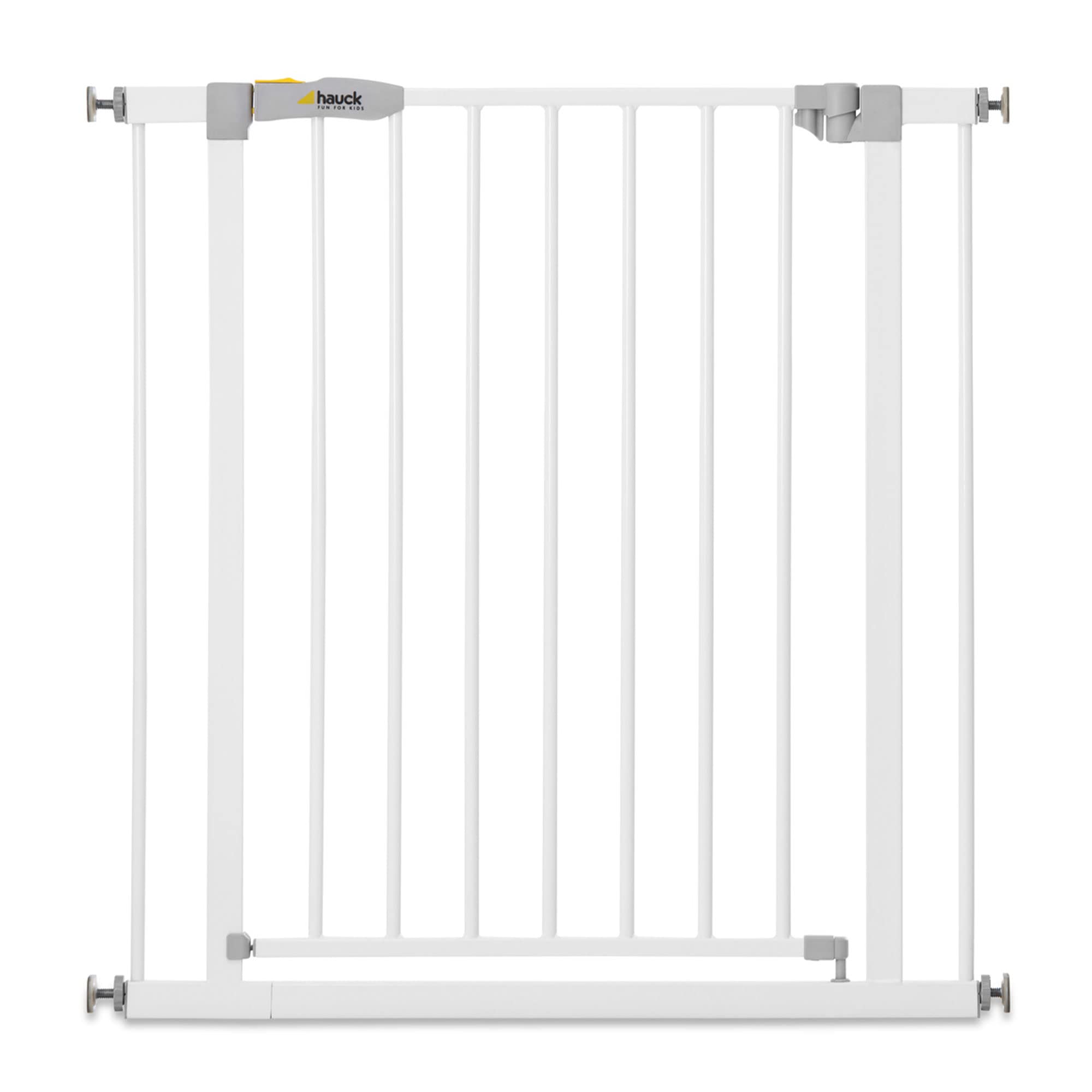 hauck Barreira de segurança crianças para portas e escadas Open N Stop Safety incl. Extensão de 9 cm, Corrimão de escada para crianças sem orifícios, cercas infantis, metal 84-89 cm, branco