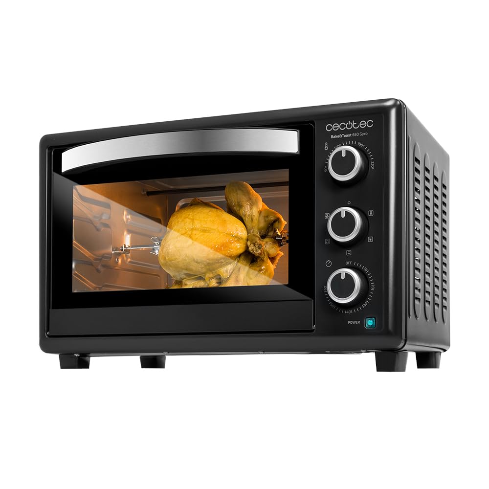 Cecotec Forno de mesa Bake &Toast 1090 Black, 10 L, 1000 W, temporizador 60 min, temperatura ajustável até 230 ºC, assadeira, grelha e uma alça com pinças