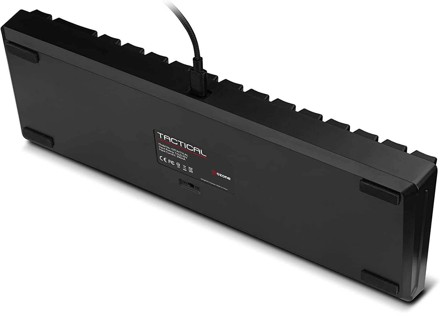 Ozone Gaming OZTACTICALSP Mini teclado tático para jogos, mecânico sem teclado numérico, Bluetooth, interruptores vermelhos Outemu, iluminação LED RGB, silencioso, disposição em inglês, preto