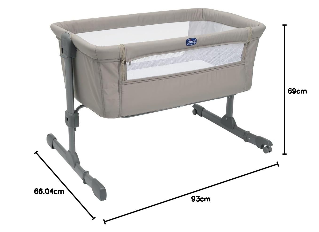 Chicco Next2Me Essential Cuna para Recién Nacido, Sostenible, Compatible con Diferentes Camas, Altura Ajustable, Inclinable, Buena Circulación de Aire, Colchón y Bolsa Incluidos, Color: Dune Re_lux