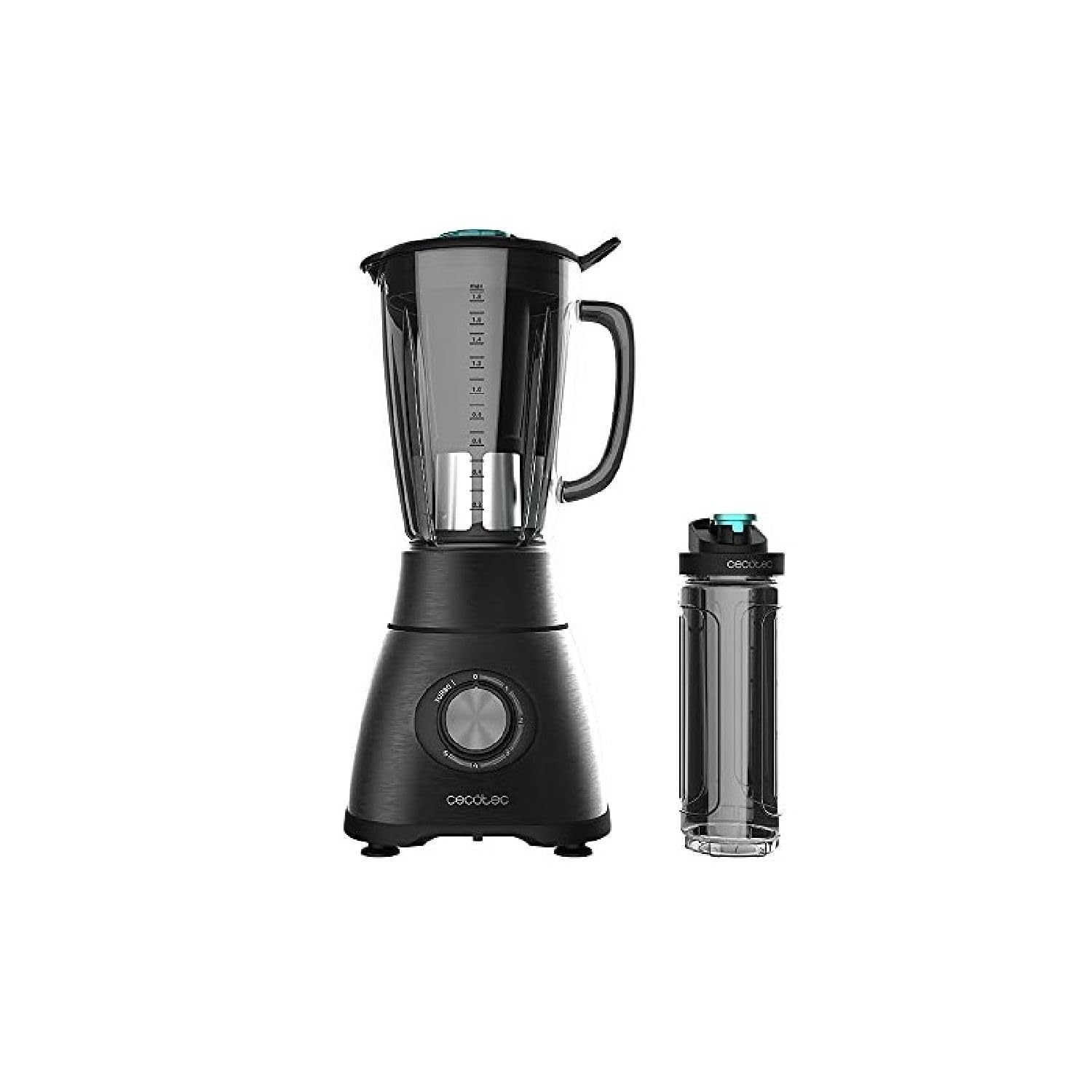 Cecotec Liquidificadora Power Black Titanium 1300 Max B. 1300 W, 2 velocidades, lâmina de 4 folhas de titânio preto e jarro de 1,5 l de capacidade, função de pulso tritura e pulverização, picador de