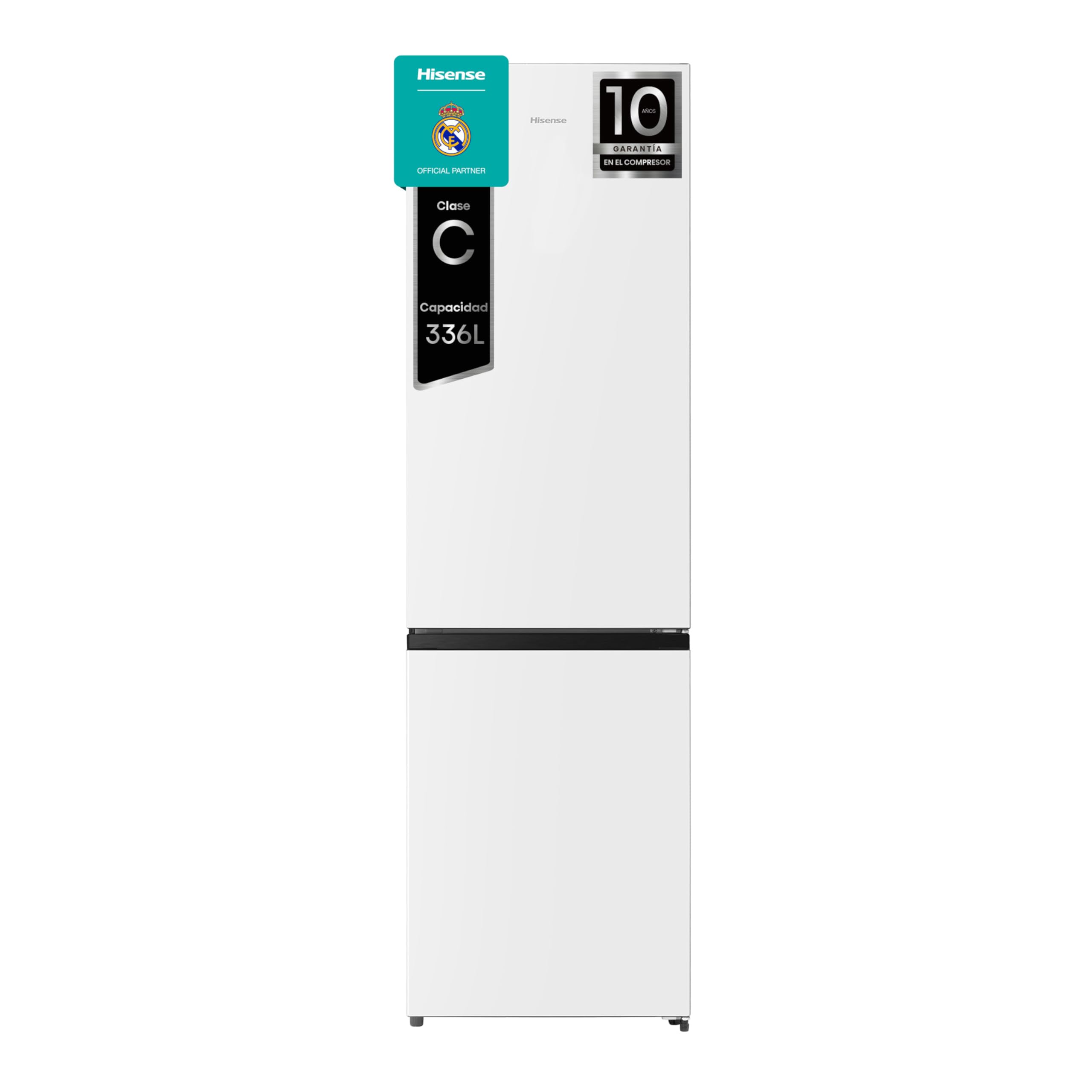 Hisense RB440N4BWE Frigorífico Combinado, classe E eficiente, capacidade de 336 l com 200 cm de altura, super freeze, garrafeiro, porta reversível, silencioso 39dB, cor branca
