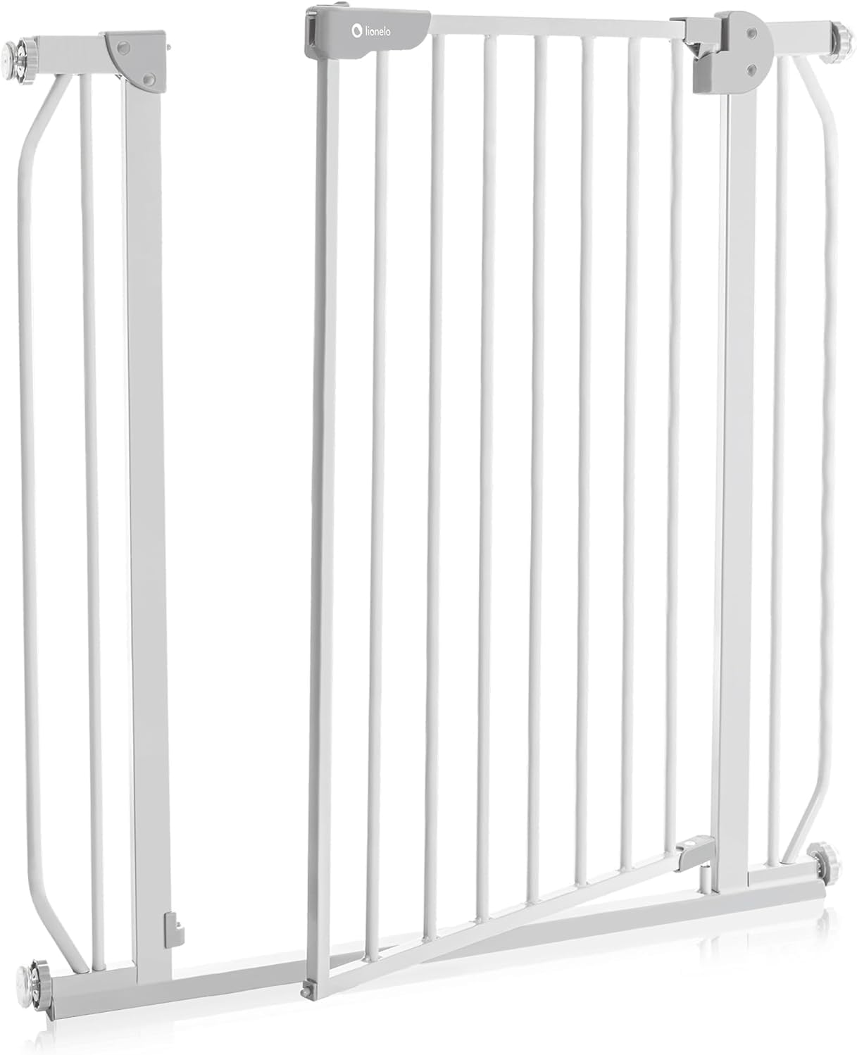 Lionelo Truus Slim Barreira de proteção 75 - 105 x 3 x 76,5 cm proteção dupla função AutoStop fecho automático fecho de fecho montagem simples cinzento