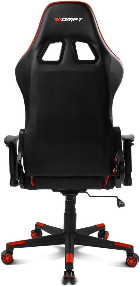 DRIFT GAMING DR175 - Cadeira Gaming profissional, couro sintético, apoio de braços ajustáveis 2D, pistão classe 4, giratória, mecanismo de borboleta, almofada lombar e cervical, cor preto/branco