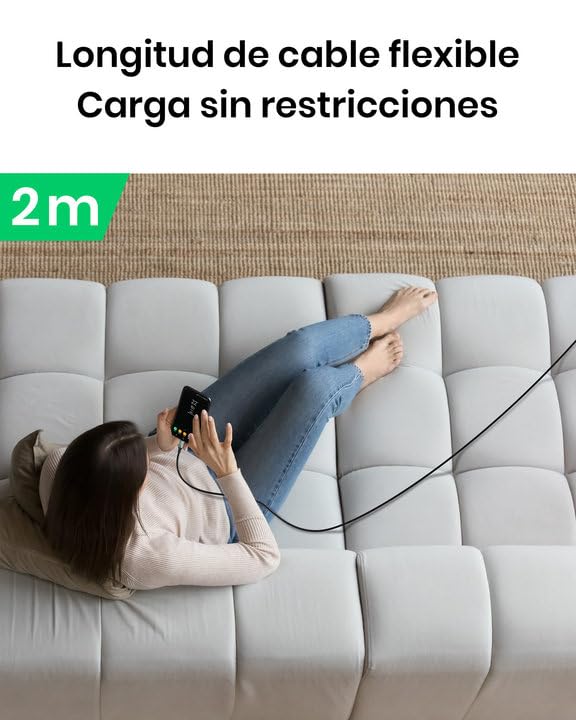 Cabo USB A USB C INIU, [2 m] QC 3,0 e 3,1 A Cabo USB C Carregamento rápido, liga trançada de nylon Cabo USB tipo C Carregador compatível com iPhone 16 15 Pro Samsung S21 Huawei Xiaomi Pixel ECC.