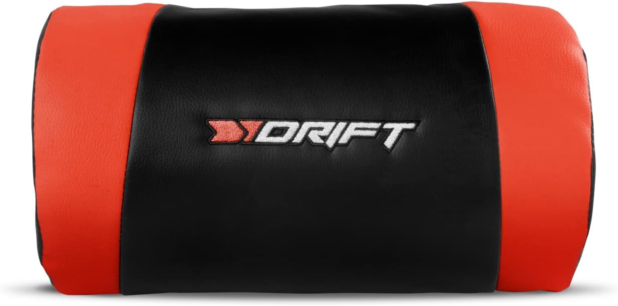 DRIFT GAMING DR175 - Cadeira Gaming profissional, couro sintético, apoio de braços ajustáveis 2D, pistão classe 4, giratória, mecanismo de borboleta, almofada lombar e cervical, cor preto/branco
