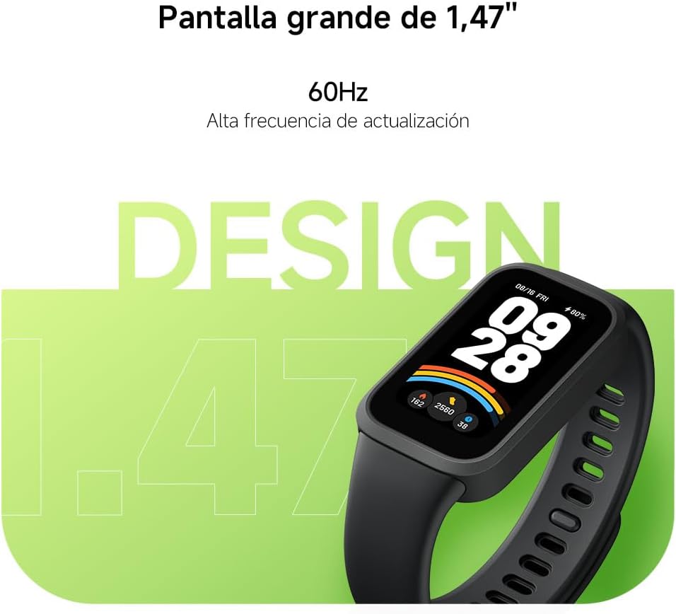 Xiaomi Smart Band 9 Active - Pulsera de Actividad, autonomía de hasta 18 días, Pantalla TFT de 1,47" con tasa de refresco de 60 Hz, 5ATM, App Mi Fitness