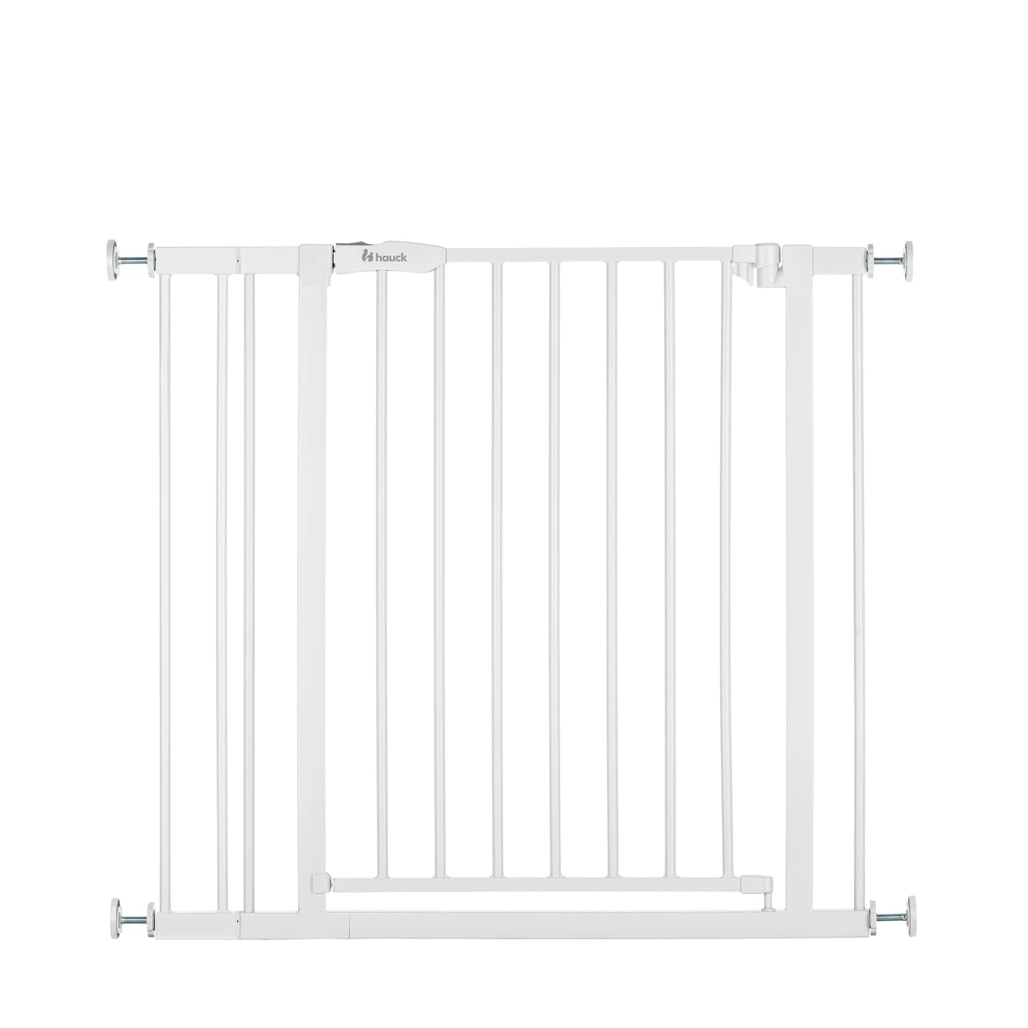 hauck Open N Stop 2 Barrera Seguridad Niños Escalera con Ext. de 21 cm para Anchos de 96-101 cm, Puerta Seguridad Bebe sin Taladrar, Vallas para Perros, Cierre Manual, Metal - Blanco