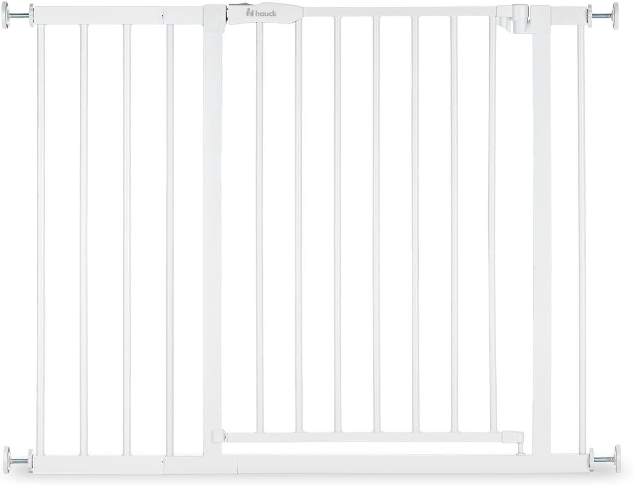 hauck Open N Stop 2 Barrera Seguridad Niños Escalera con Ext. de 21 cm para Anchos de 96-101 cm, Puerta Seguridad Bebe sin Taladrar, Vallas para Perros, Cierre Manual, Metal - Blanco