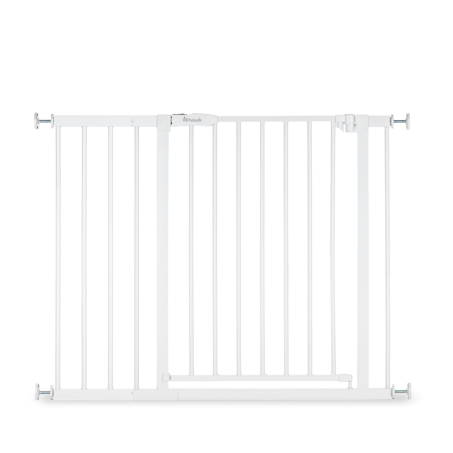 hauck Open N Stop 2 Barrera Seguridad Niños Escalera con Ext. de 21 cm para Anchos de 96-101 cm, Puerta Seguridad Bebe sin Taladrar, Vallas para Perros, Cierre Manual, Metal - Blanco