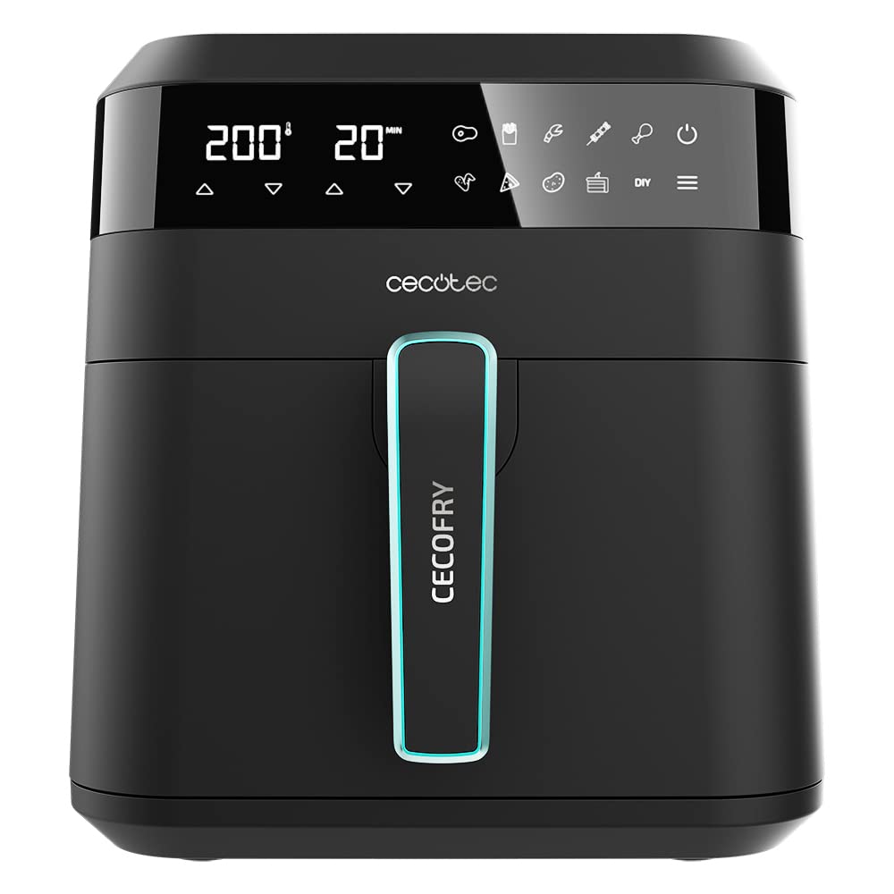 Cecotec Frigideira de ar 10 L, 4 resistências, Air Fryer, Cecofry&Grill Duoheat 10000. 2800 W, Dourado perfeito e sabor de grelha em carnes, parede divisória móvel, temperatura dupla, 10 menus