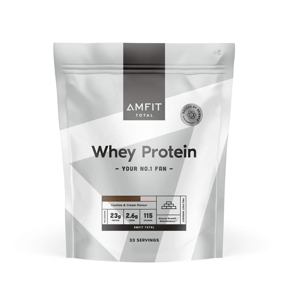 Marca Amazon - Amfit Nutrition Proteína de soro de leite em pó, chocolate, 33 porções, 1 kg (embalagem de 1)