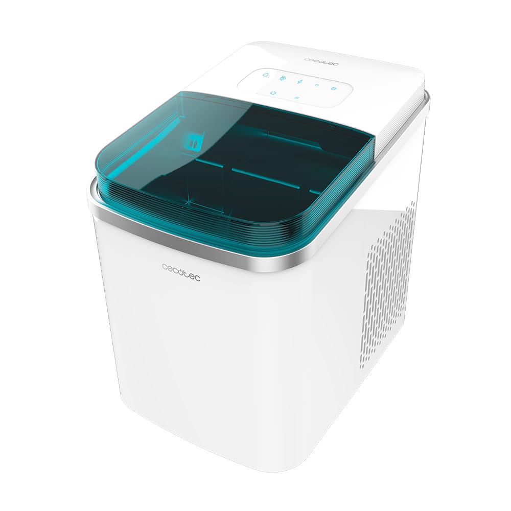 Cecotec Máquina de fazer gelo com janela, Ice Maker, Chillin' Ice 1200 Go 120 W, capacidade de produção diária de 12 kg, gelo em 6-8 minutos, 2 tamanhos de cubos, controlo simples