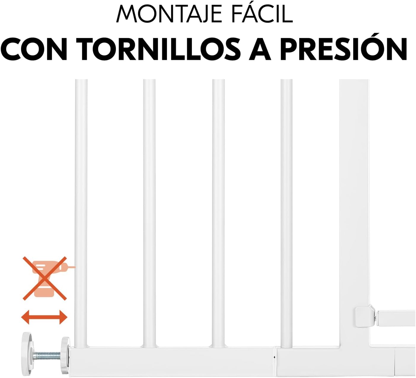 hauck Open N Stop 2 Barrera Seguridad Niños Escalera con Ext. de 21 cm para Anchos de 96-101 cm, Puerta Seguridad Bebe sin Taladrar, Vallas para Perros, Cierre Manual, Metal - Blanco