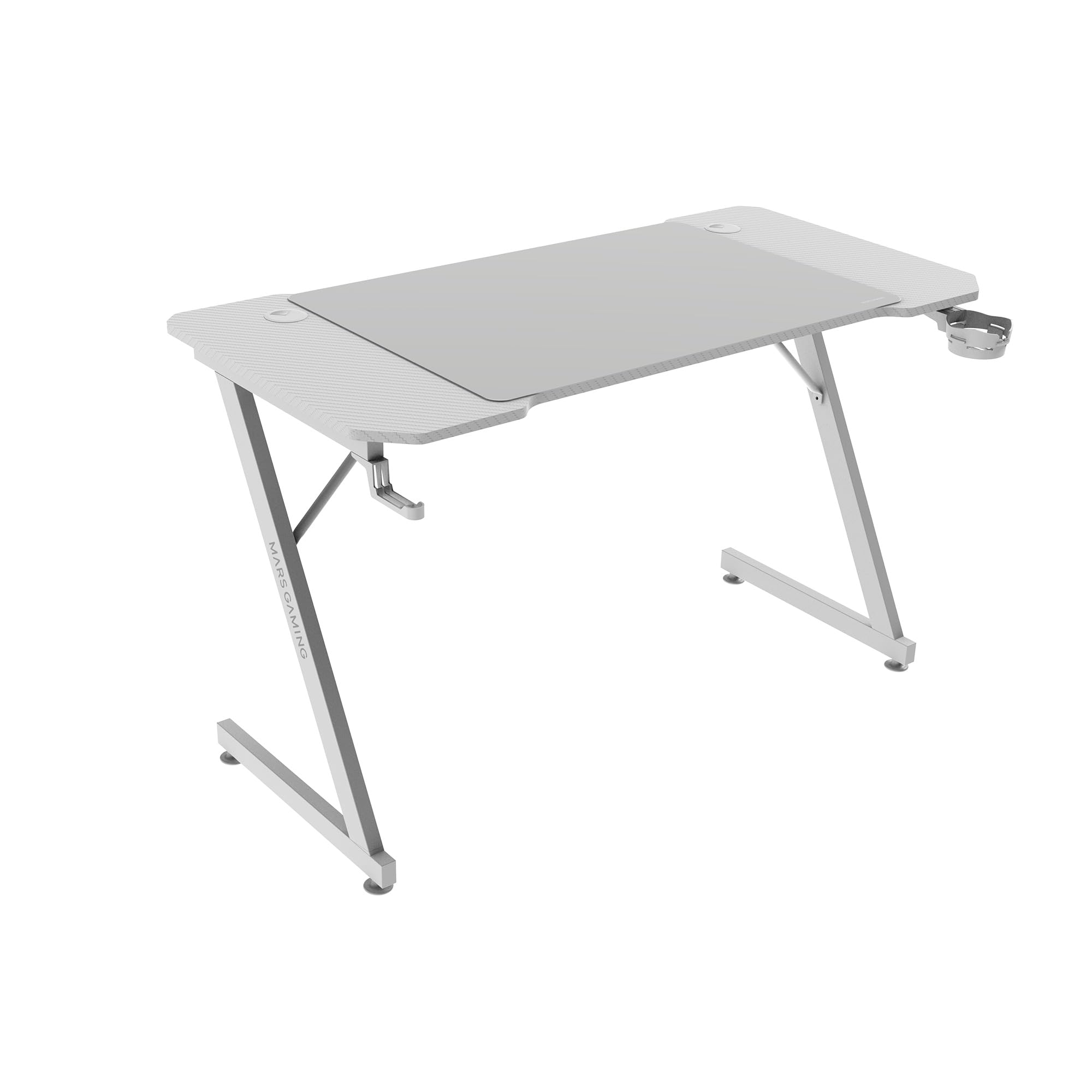 Mars Gaming MGD-X160RGB, Mesa de jogos ergonómica, iluminação ARGB com comando, fibra de carbono, tapete XXL, suporte auriculares e bebida, gestão com cabos, secretária Gaming 160 x 60 cm, preto