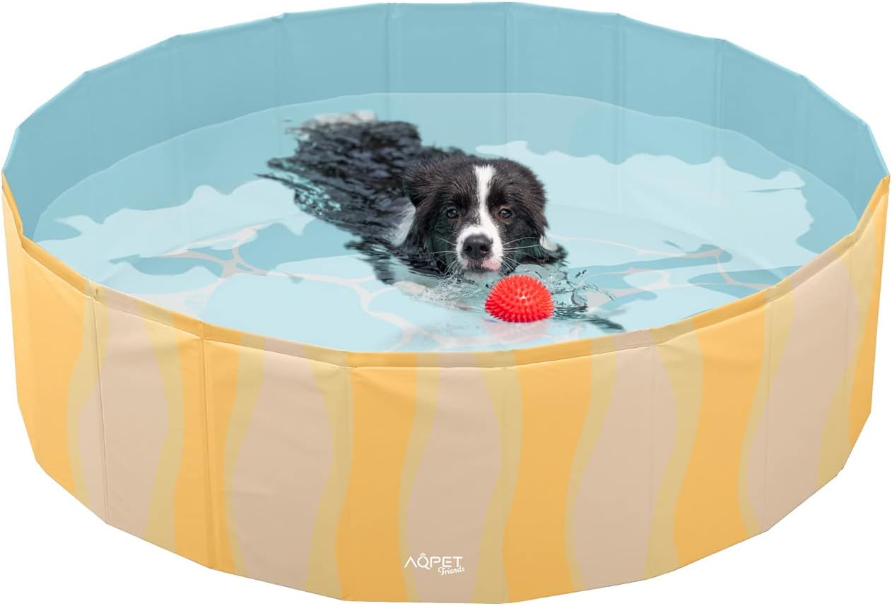 AQPET AqpetFriends Piscina de plástico para cães e animais de estimação, dobrável, de jardim, design do mar, 80 x 20 cm