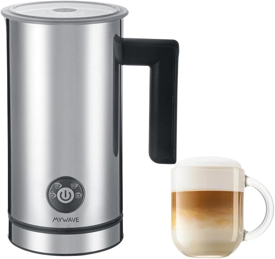 MyWave - Espumador de leite - potência de 500 W - Obtenha a espuma adequada - aquece e gera espuma - 3 níveis de espuma quente e 1 nível de frio - espumador elétrico para cafés e batidos