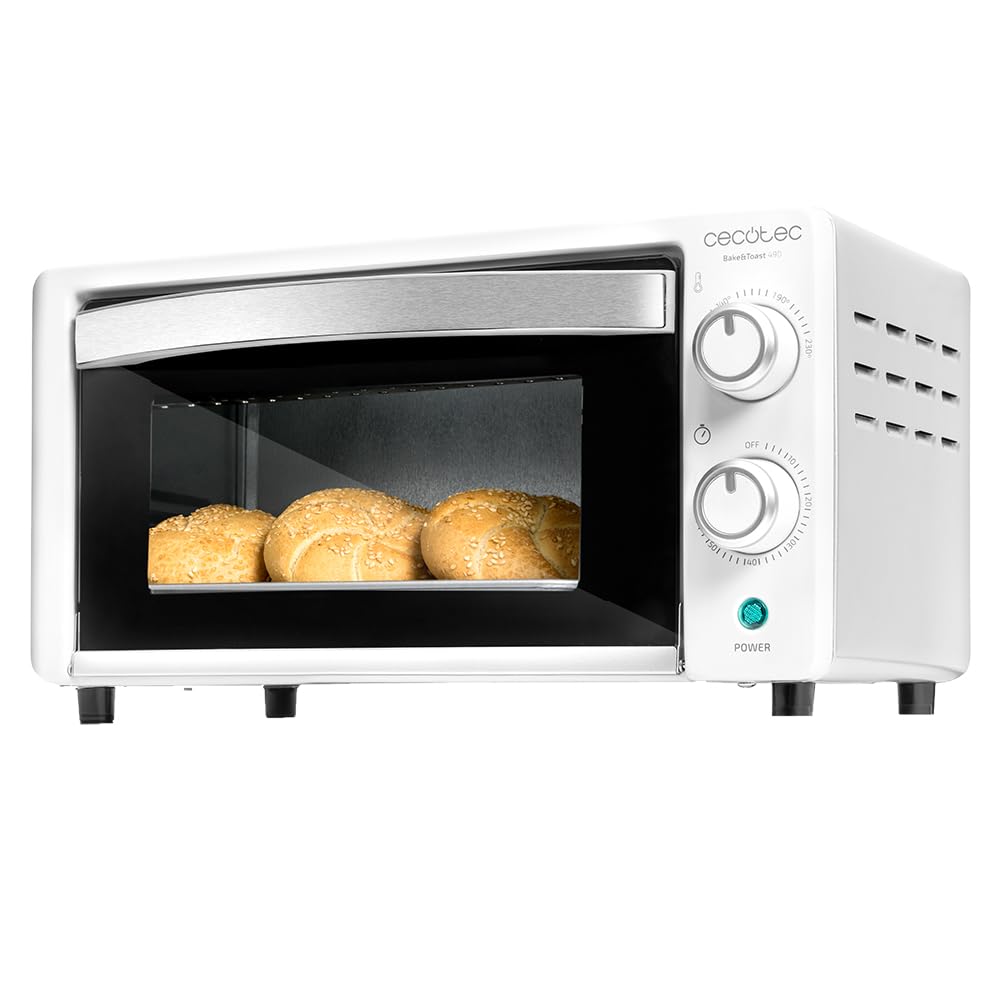 Cecotec Forno de mesa Bake &Toast 1090 Black, 10 L, 1000 W, temporizador 60 min, temperatura ajustável até 230 ºC, assadeira, grelha e uma alça com pinças