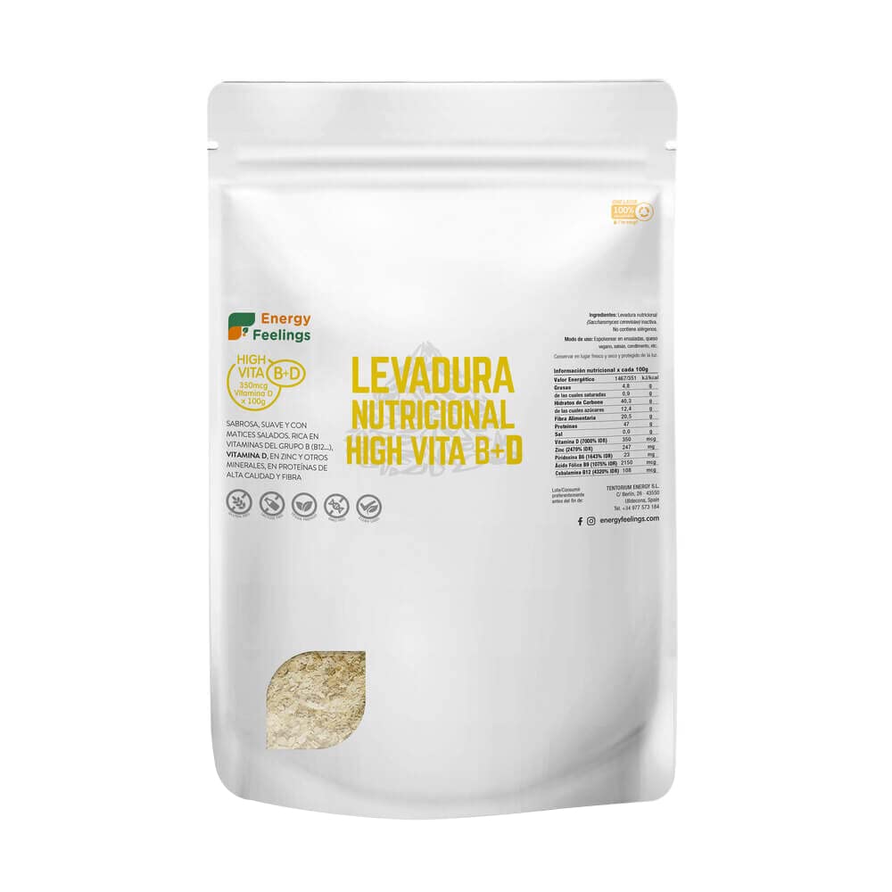 Energy Feelings Levedura nutricional B12, 1 kg, levedura nutritiva em flocos rica em vitamina B e proteínas, 51%, natural Yeast sem glúten, sem açúcar, ideal para queijo vegano