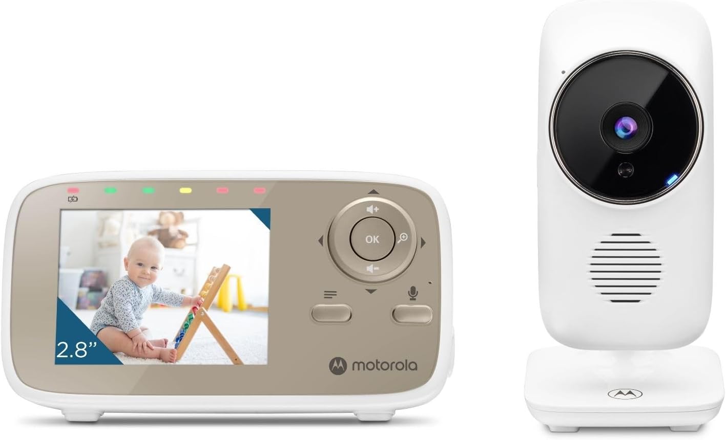 Motorola Nursery VM483 Videomonitores para bebés, unidade para pais de 2,8 polegadas, infravermelhos, zoom digital, função Talk-Back, branco