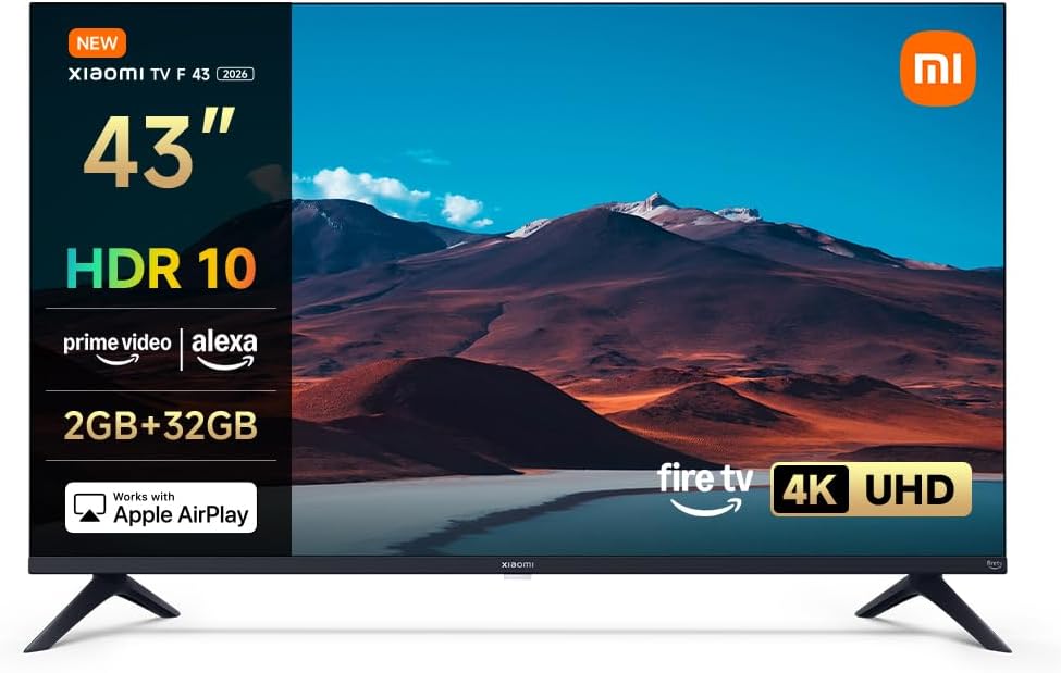 XIAOMI TV F 43, 43 Pulgadas (109 cm), 4K UHD, Smart TV, Fire TV, Control por Voz Alexa, HDR10, MEMC, 2GB+32GB, Compatible con Apple AirPlay, 2025