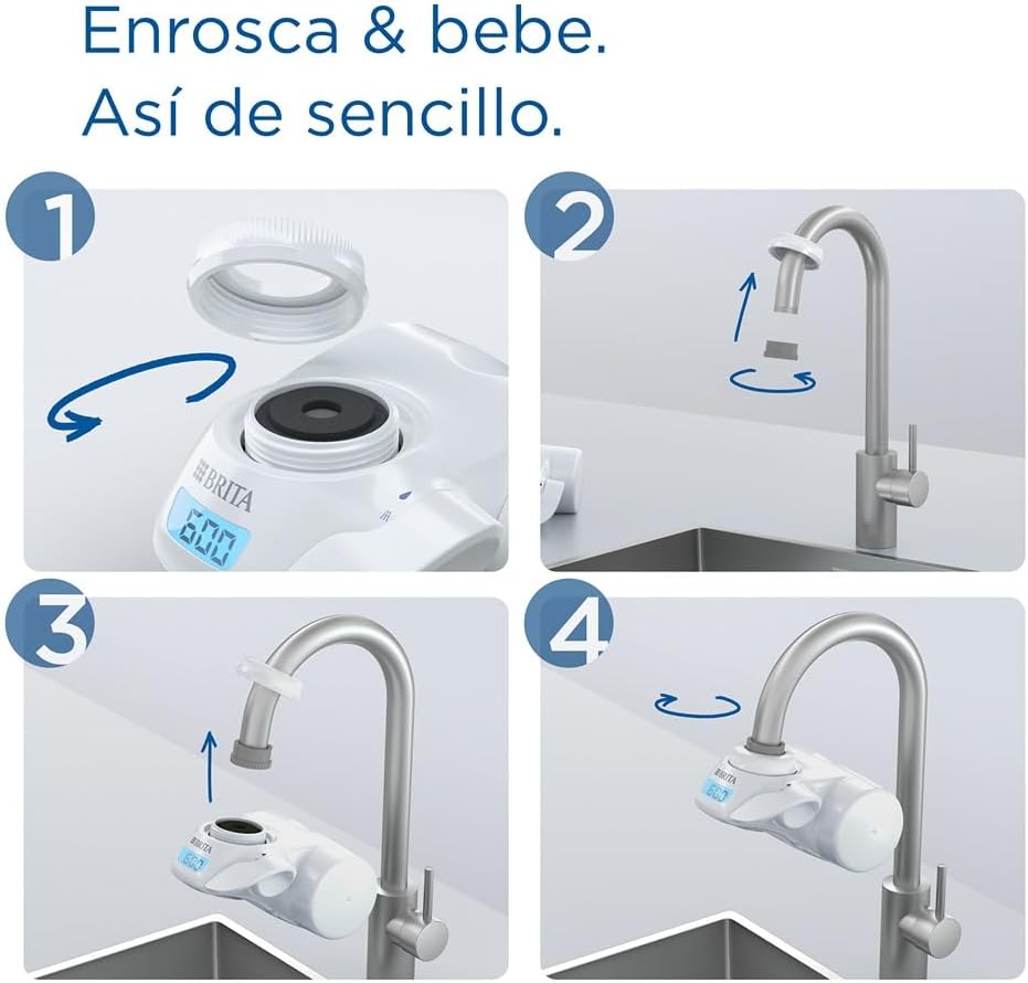 BRITA Sistema de filtragem para torneira, água filtrada de excelente sabor, inclui 1 filtro para torneira, 600 litros de água filtrada por cartucho, cor branca