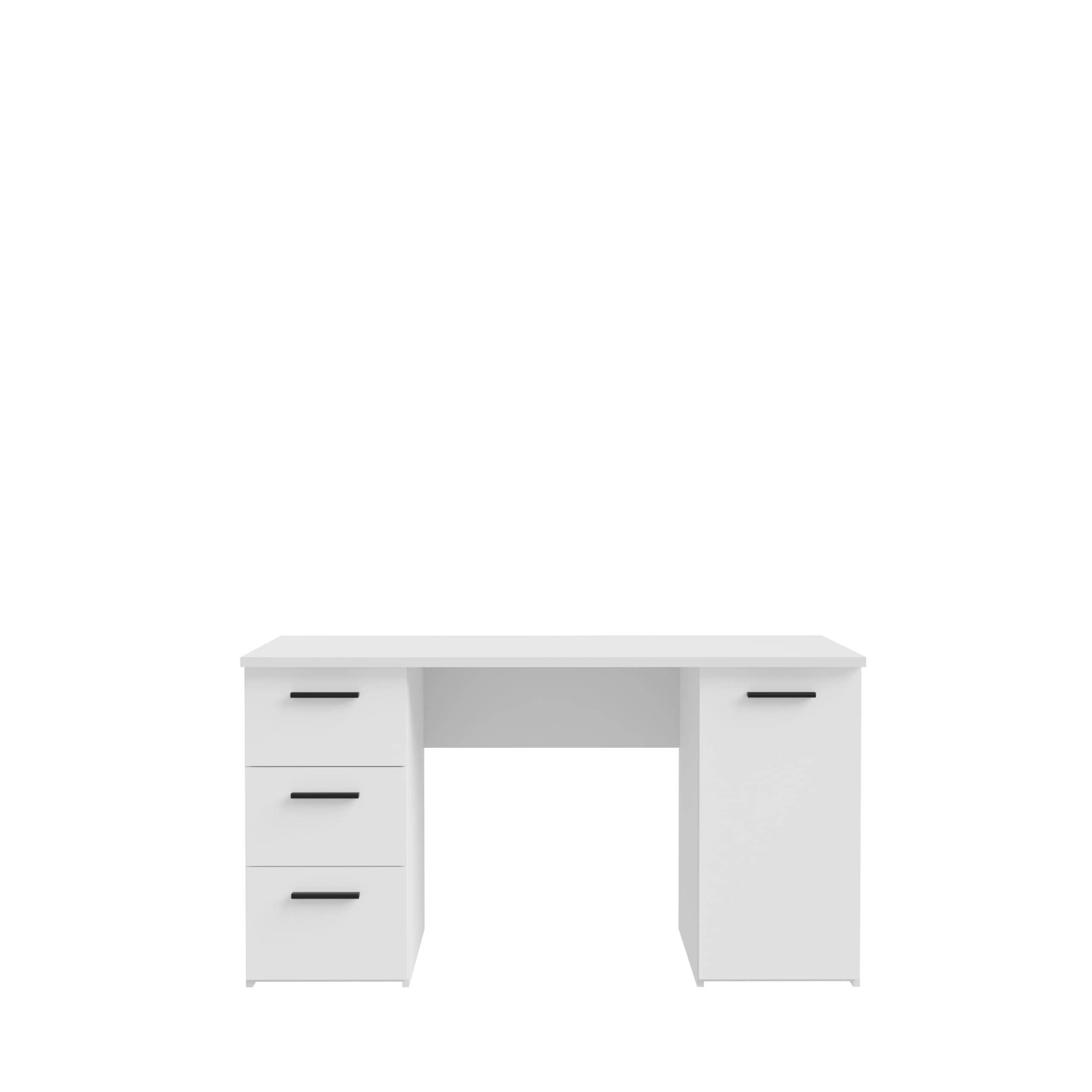 Forte NET307 - Escritorio con 1 Puerta y 3 cajones, Madera de Roble Sonoma con Blanco, 138 x 75 x 60 cm
