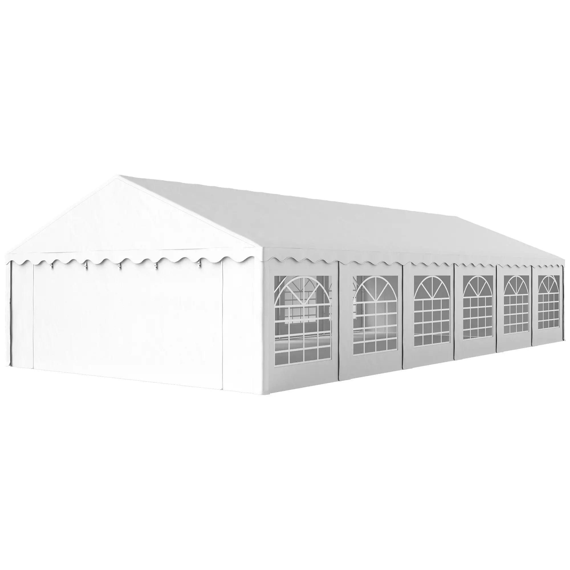 Tenda para Eventos 12x6m Tenda de Jardim com 12 Paredes Laterais Amovíveis e 12 Janelas Impermeável Proteção UV 30+ Branco