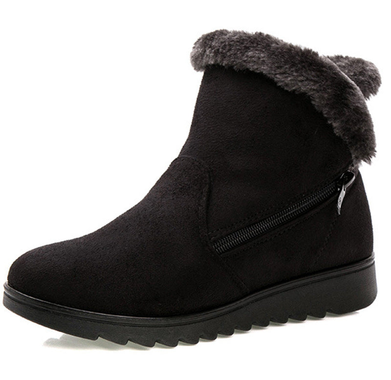 Sapatos de tecido quente para mulheres, botas de neve para idosos