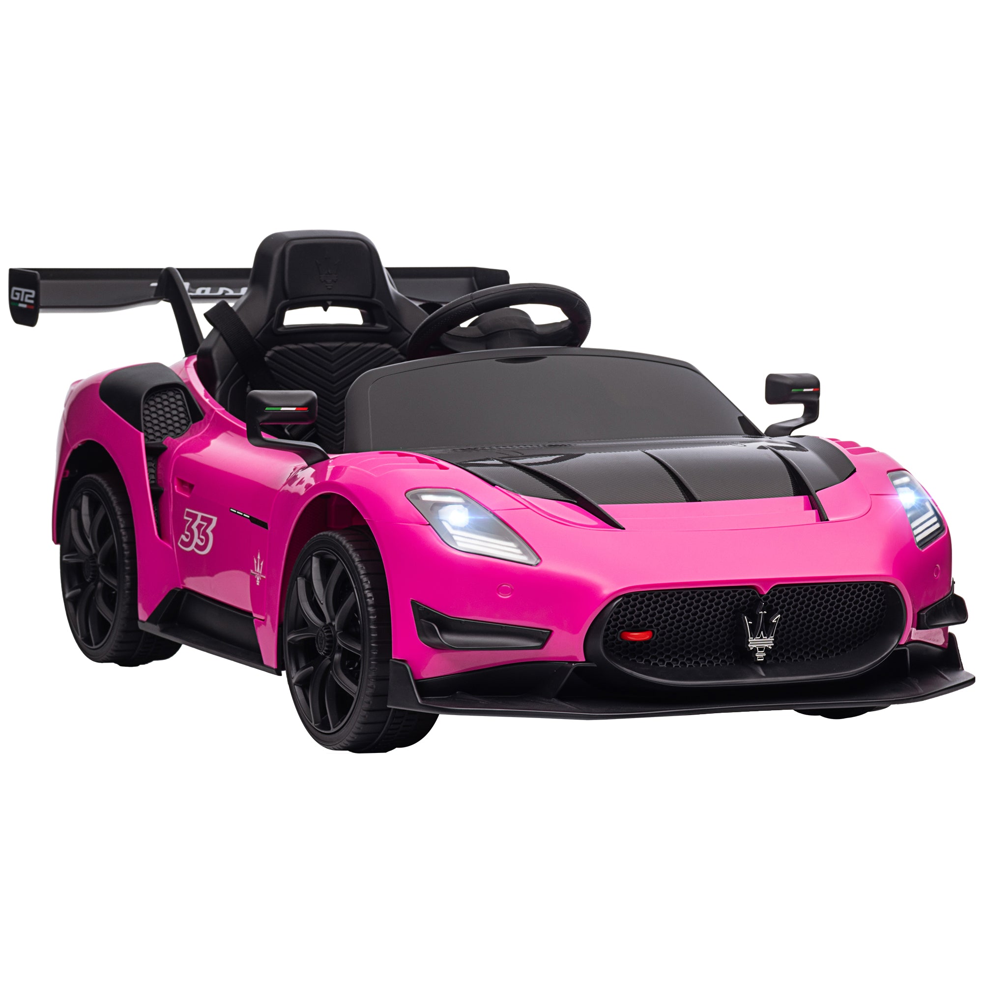 Carro Elétrico para Crianças Carro Maserati GT2 12V com Controlo Remoto Faróis LED Buzina E Música 115x60x45 cm