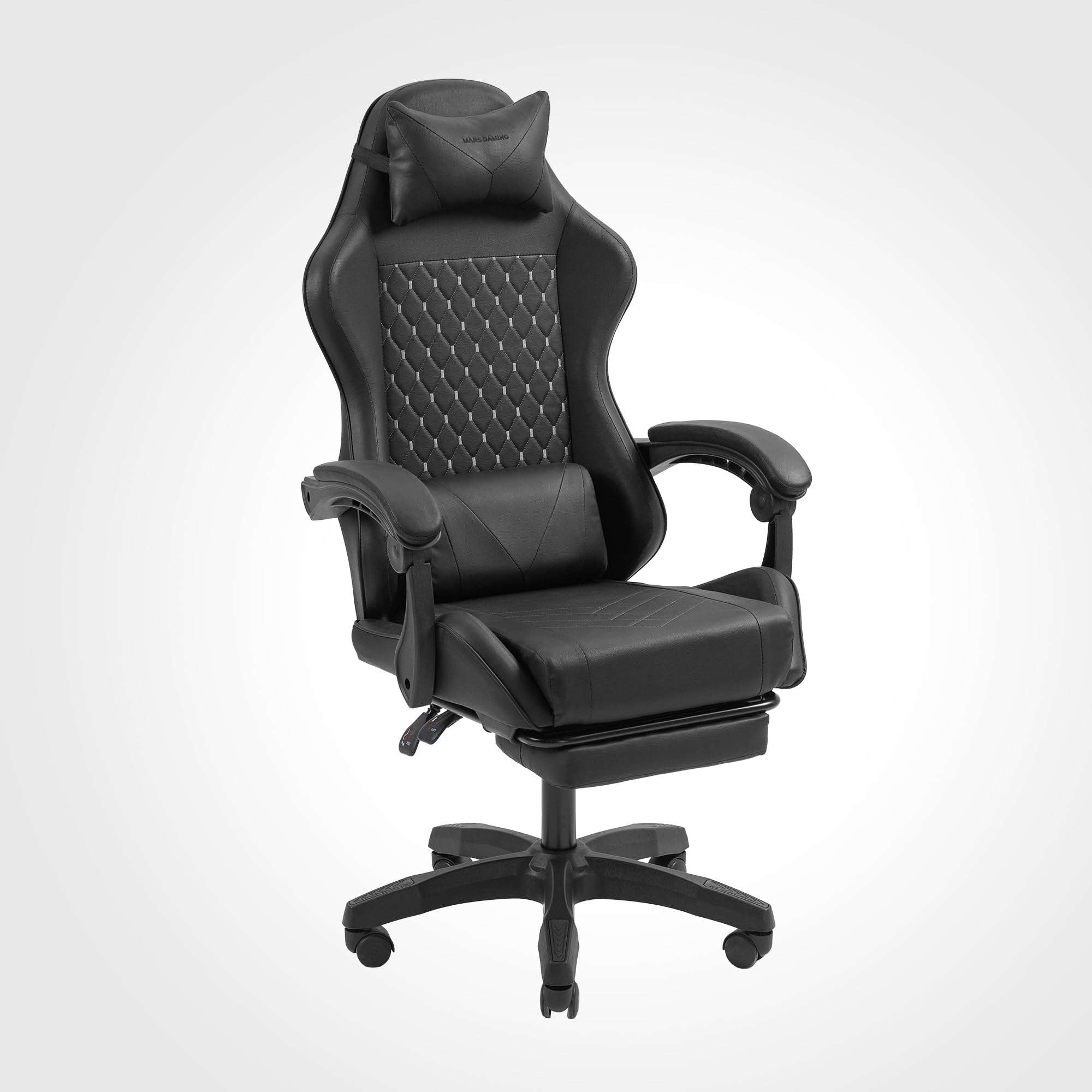 Mars Gaming MGC-ERGOB, cadeira de jogos ergonómica, assento e encosto de malha respirável, encosto de cabeça regulável, altura ajustável entre 110,5 e 120,5 cm, sistema de equilíbrio de 3° a 18°