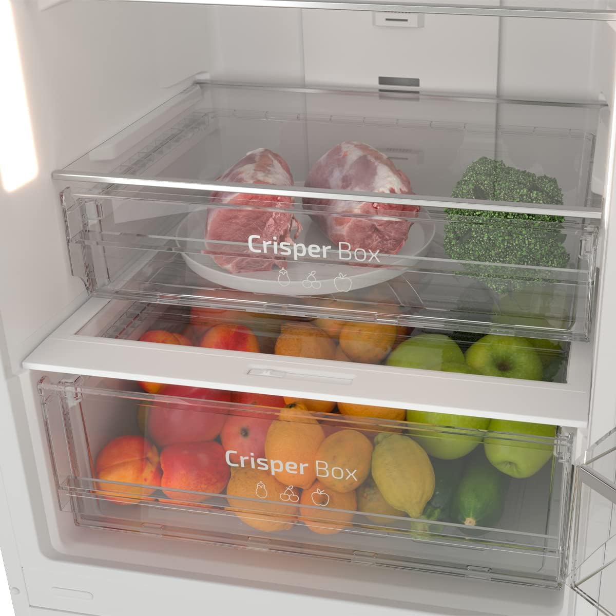 Cecotec Frigorífico Combi 2 portas de Bolero CoolMarket Combi 322 Inox D. 322 l, altura 185 e 60 cm de largura, baixo consumo, inversor do motor, sistema multi ar low, total sem gelo