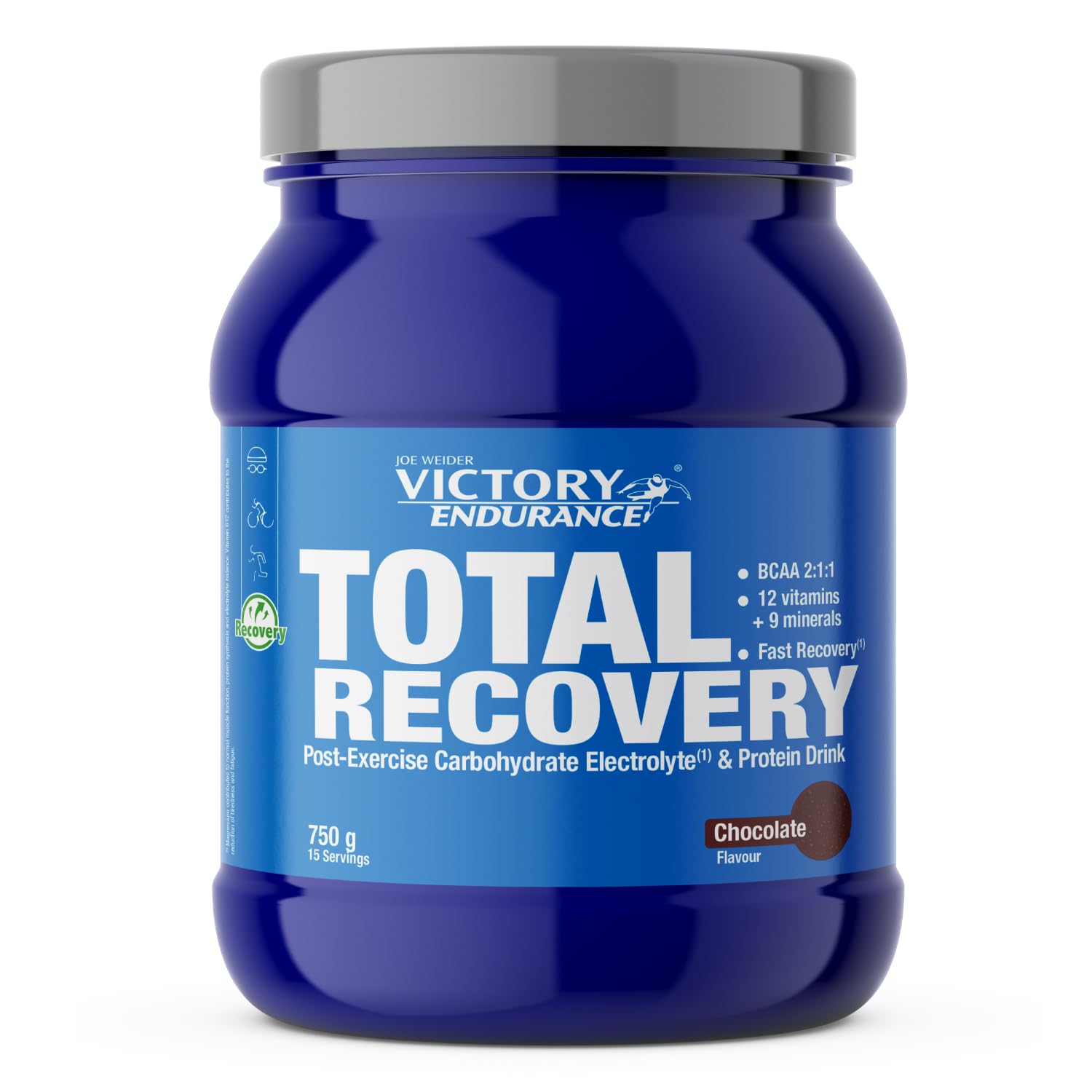 Victory Endurance Total Recovery (1250 g) sabor melancia, preparado para beber pós-treino de hidratos e proteínas, com BCAA 2:1:1, 12 vitaminas e 9 minerais, recuperação rápida