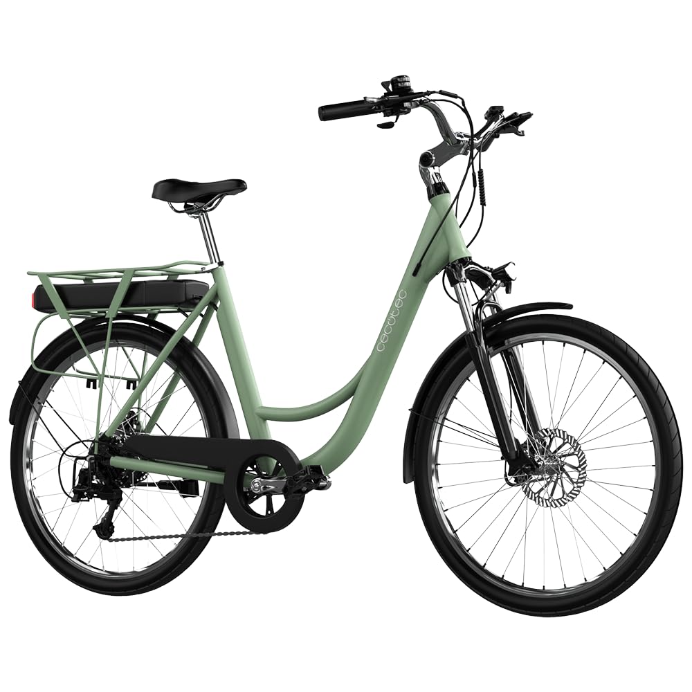 Cecotec Bicicleta Eléctrica de Ciudad, Ruedas 28", hasta 70-90 Km de autonomía, Cuadro Aluminio, Suspensión Delantera, Cambio Shimano, Disco de Freno, Pantalla