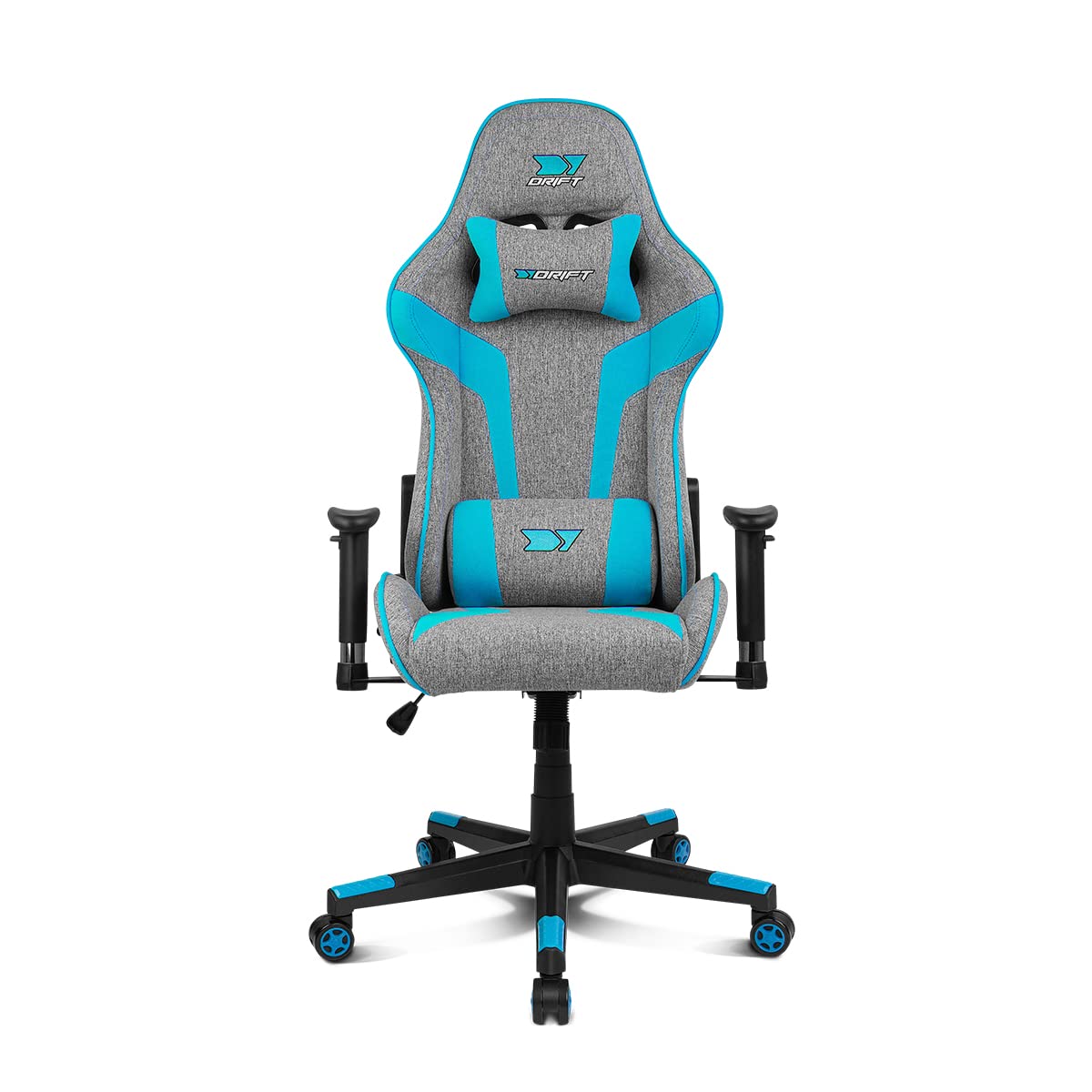 DRIFT GAMING DR90 Cadeira de jogos ergonómica com encosto de cabeça e lombar, encosto reclinável de 135°, braços 2D ajustáveis, tecido respirável, base de nylon e pistão de gás classe 4, cinzento