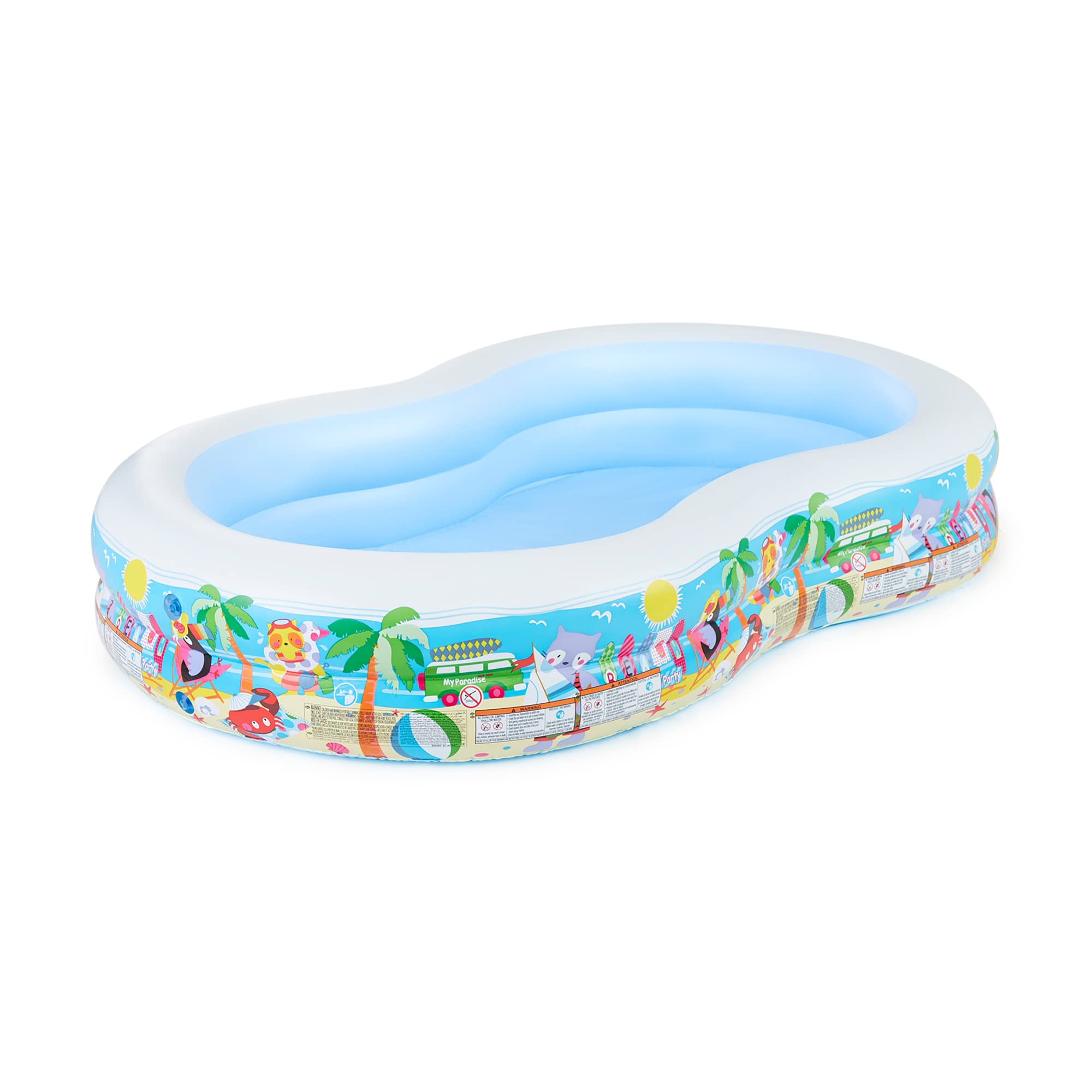 Intex Piscina Hinchable Grande diseño océano, 305x183x56 cm, 1050 litros, 3 cámaras de Aire, Tapón de desagüe, Vinilo Resistente, Uso Exterior, Ideal jardín y Verano, Parche Incluido, +6 años (58485)
