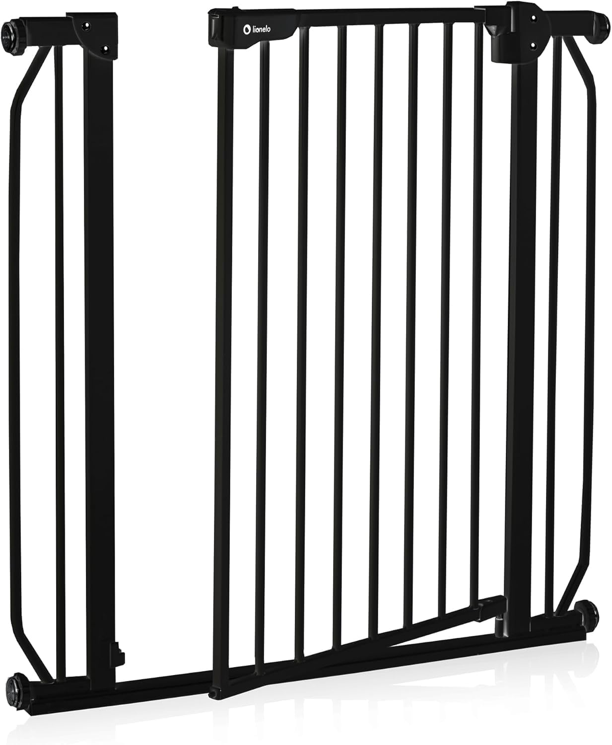 Lionelo Truus Slim Barreira de proteção 75 - 105 x 3 x 76,5 cm proteção dupla função AutoStop fecho automático fecho de fecho montagem simples cinzento