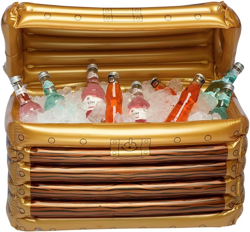 Boland 74223 - Baú do tesouro insuflável, refrigerador de bebidas, decoração, decoração de festa para piscina, festa de verão e festa temática
