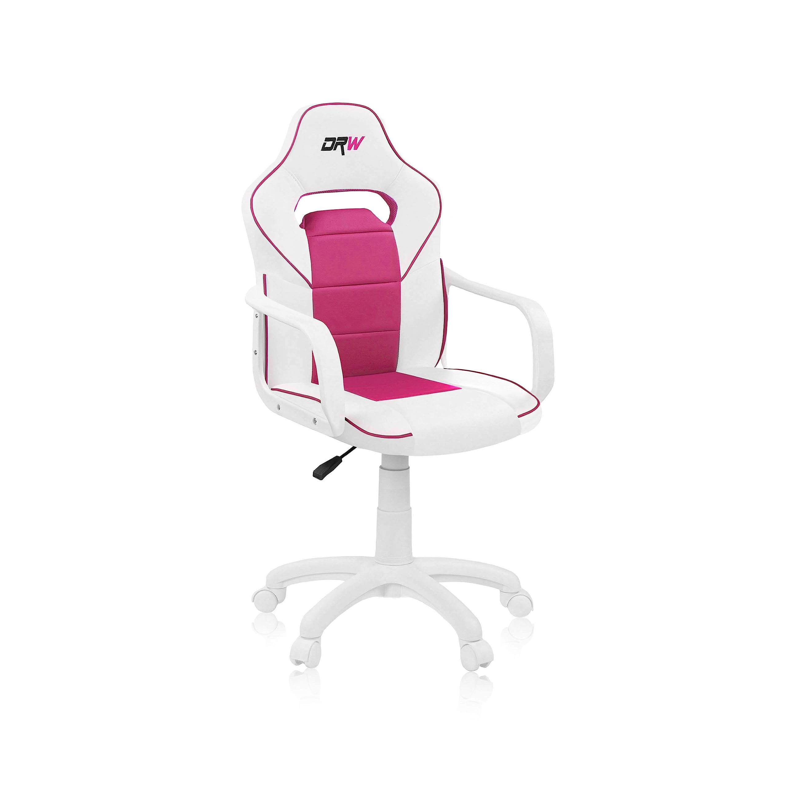 duehome | DRW, cadeira Gamer, cadeira de escritório, estúdio ou secretária, acabamento em silício pele branca e turquesa, medidas: 46,5 cm (largura) x 46 cm (comprimento) x 98-109,5 cm (altura)