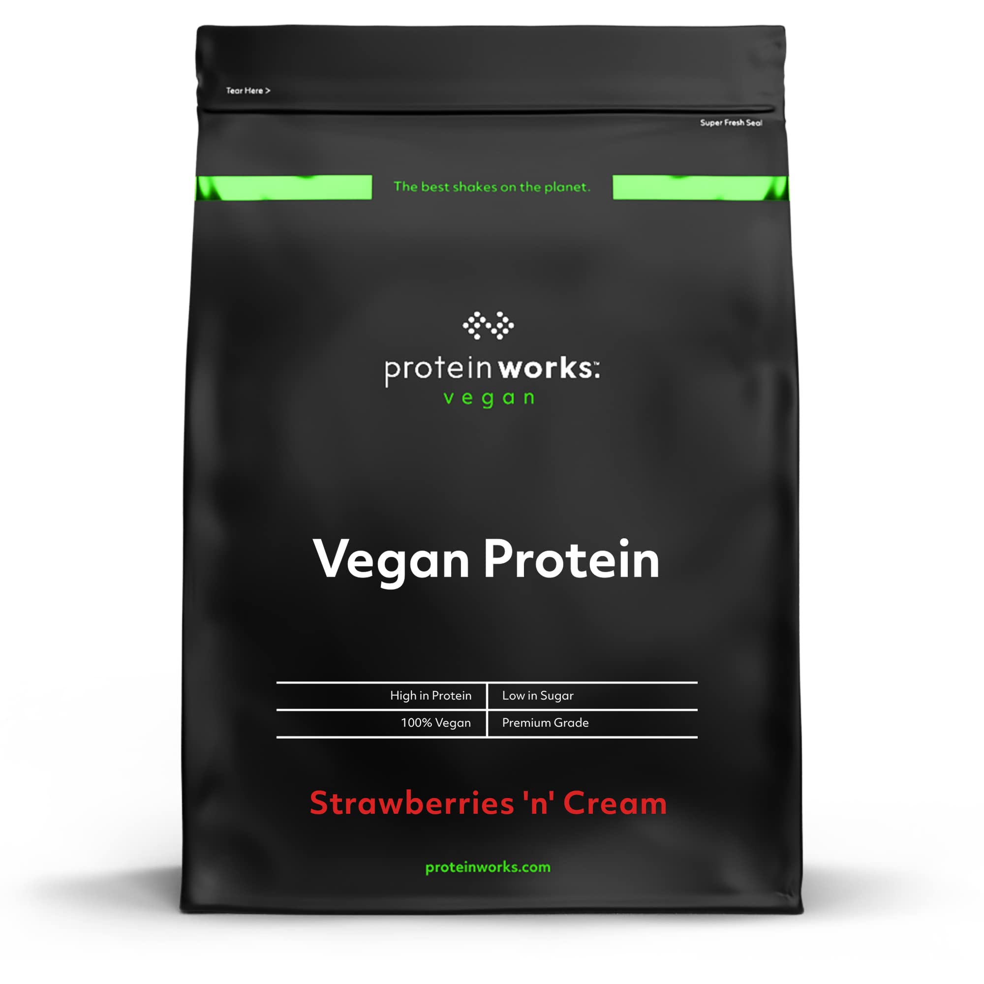 Protein Works - Proteína vegana, 100% A base de plantas, sem glúten, baixo em gorduras, sem sabor - 1 kg