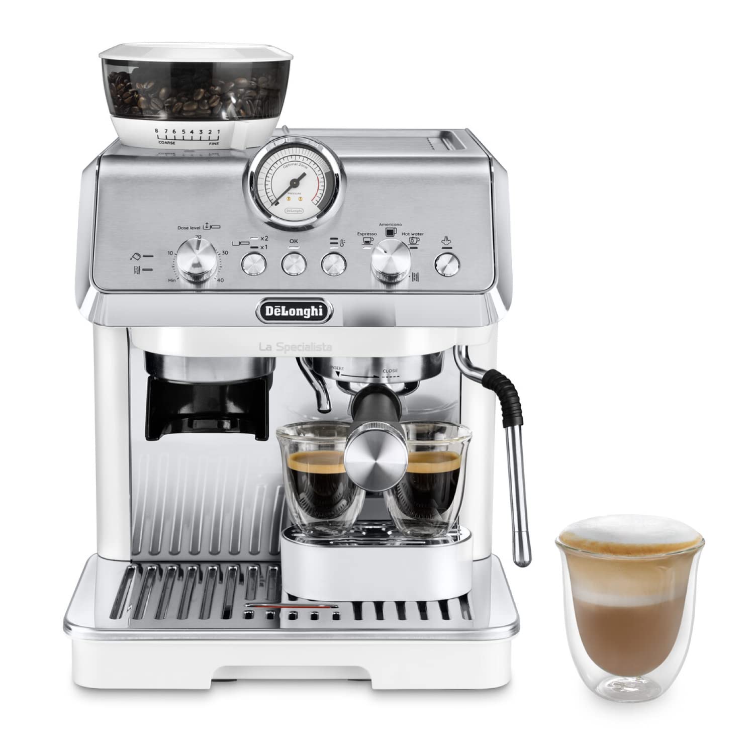 De'Longhi A arte especial Evo EC9255.T, máquina de café expresso, com função Cold Brew, com jarro de leite profissional, sensor Grinding Technology, incluído kit de barista, 1550 W, titânio