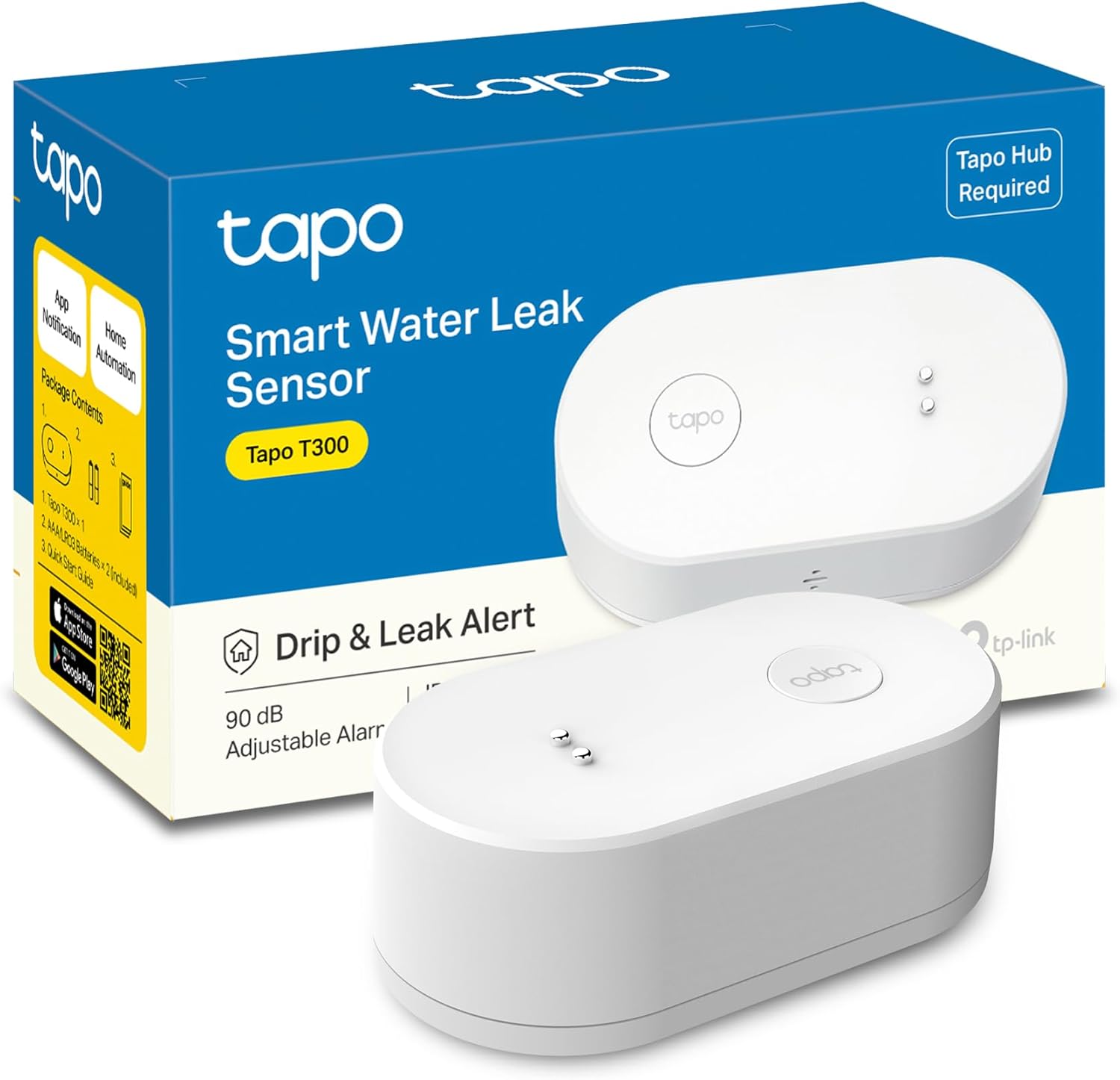 Tapo T300 – Sensor Inteligente de Fugas de Agua, clasificación IP66 a Prueba de Agua, Alarma de Fugas de 90 dB, Compatible con concentrador, Doble inducción