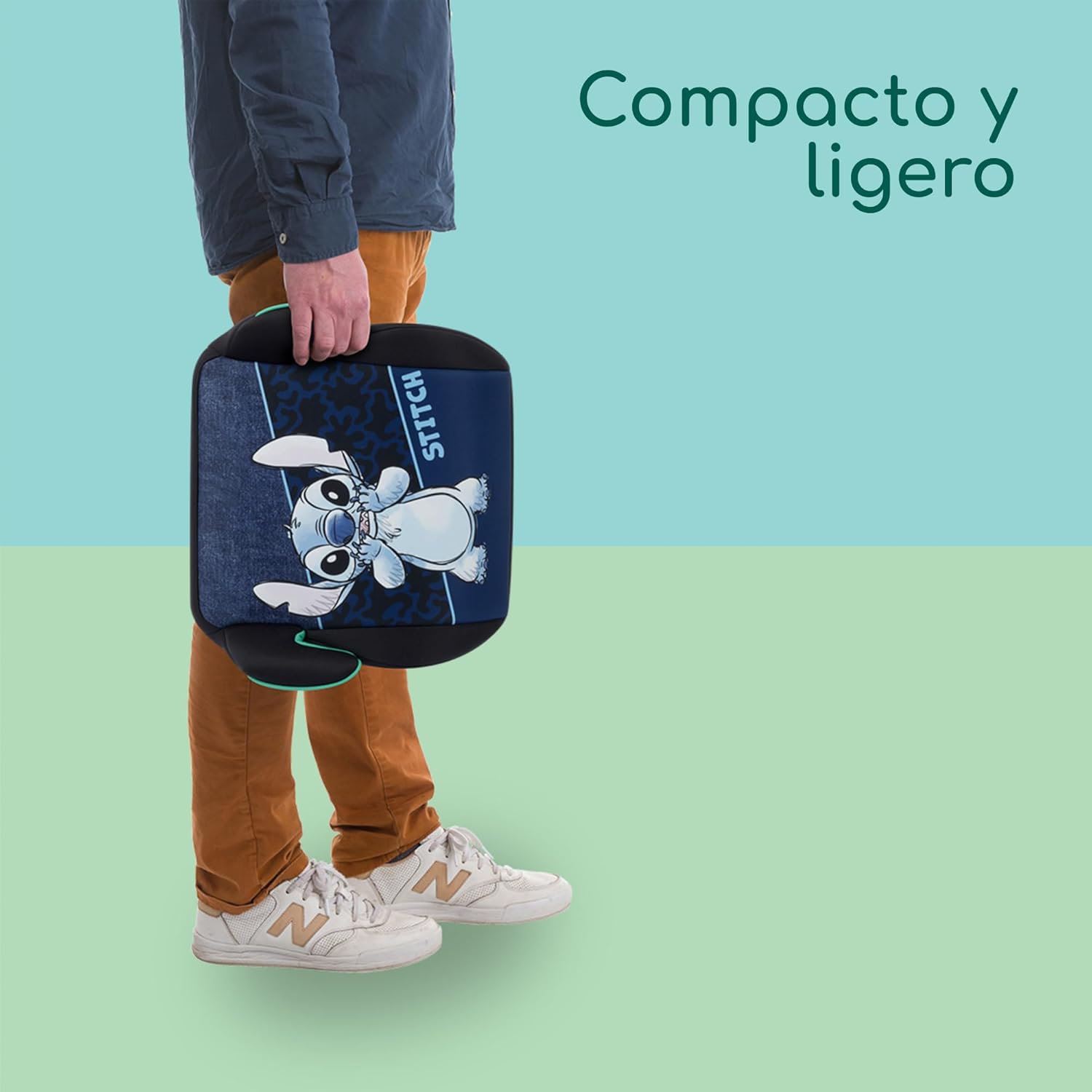 Bebeconfort Disney Manga i-Safe, Asiento Elevador Coche, Silla Coche Stitch, 6-12 Años, 128–150 cm, 22-36 kg, Ligera, Instalación Fácil con Cinturón, Acolchada, Tejidos Suaves, Authentic Stitch